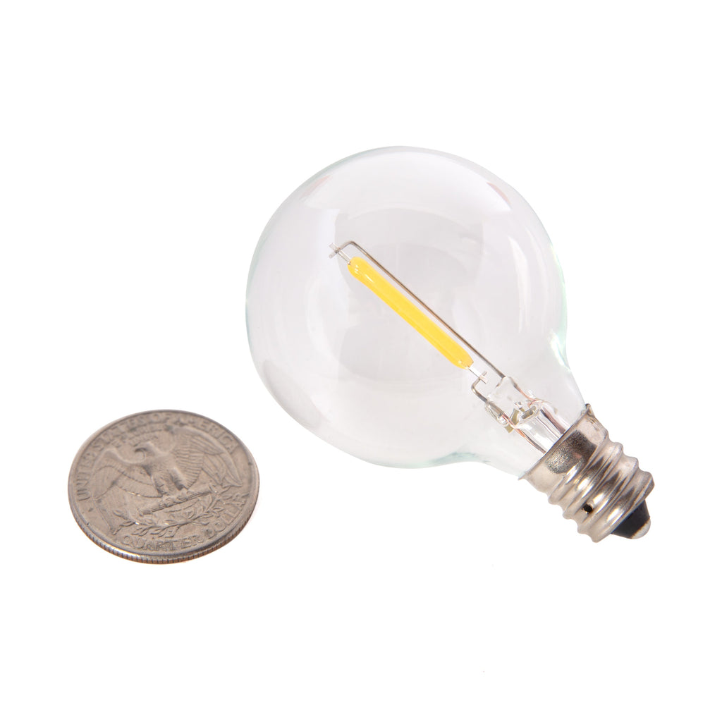 Clear LED Globe G40 Replacement Bulbs for Outdoor String Lights - 0.7W 120V Fit E12 Candelabra Screw Base Light Sockets, 1.5 Inch Size for Patio String Decor | 25 Pack