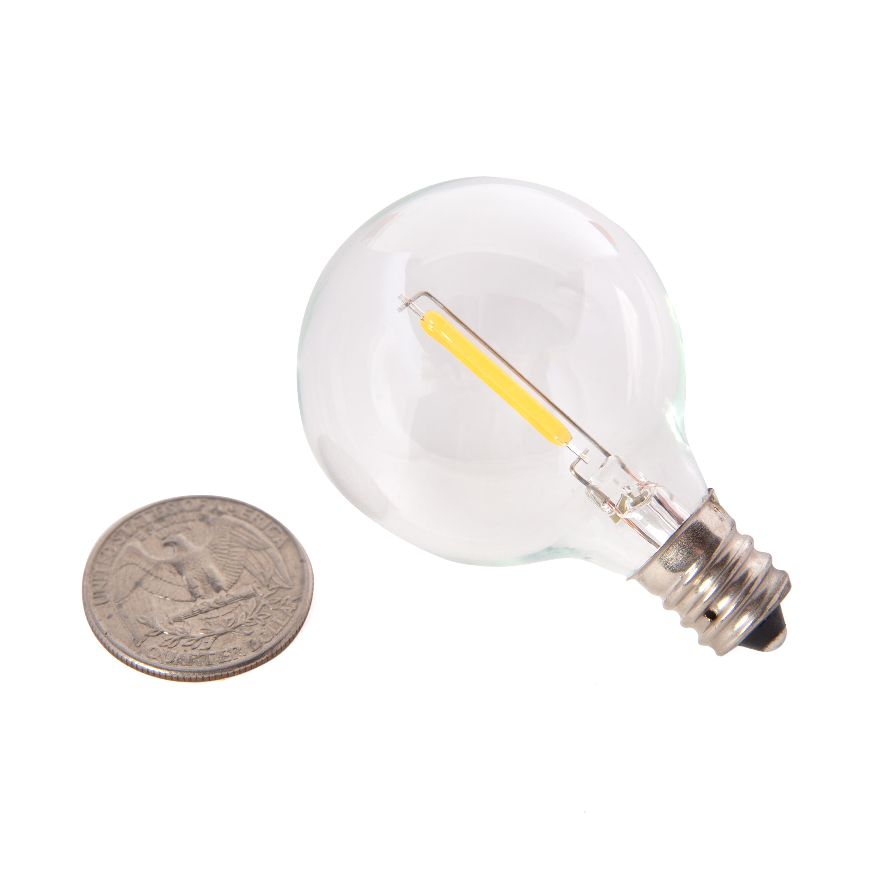 Clear LED Globe G40 Replacement Bulbs for Outdoor String Lights - 0.7W 120V Fit E12 Candelabra Screw Base Light Sockets, 1.5 Inch Size for Patio String Decor | 25 Pack