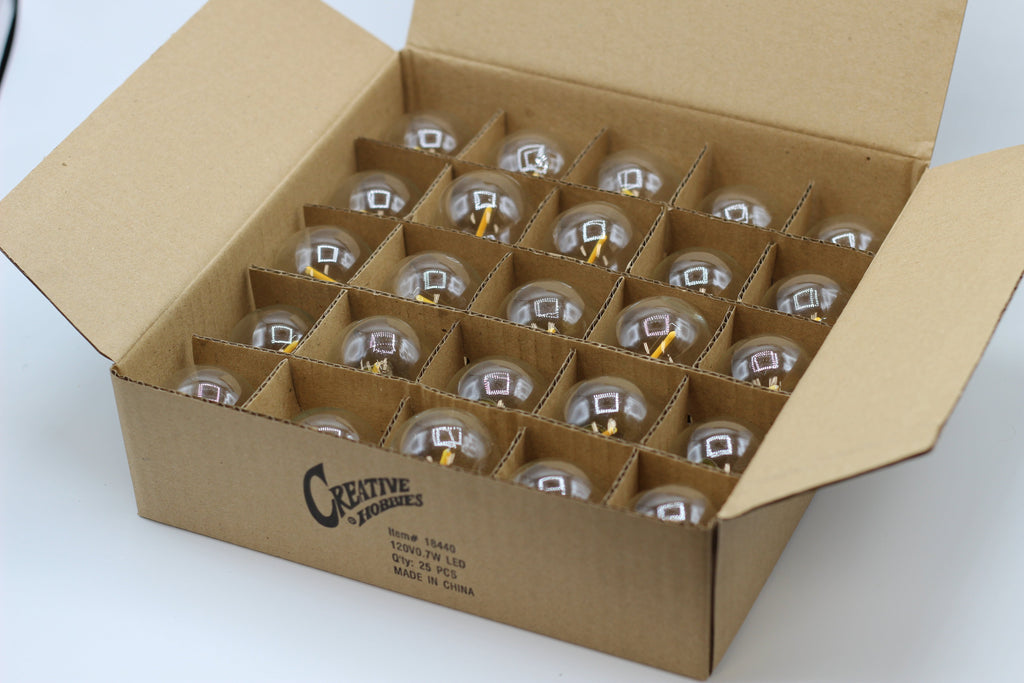 Clear LED Globe G40 Replacement Bulbs for Outdoor String Lights - 0.7W 120V Fit E12 Candelabra Screw Base Light Sockets, 1.5 Inch Size for Patio String Decor | 25 Pack