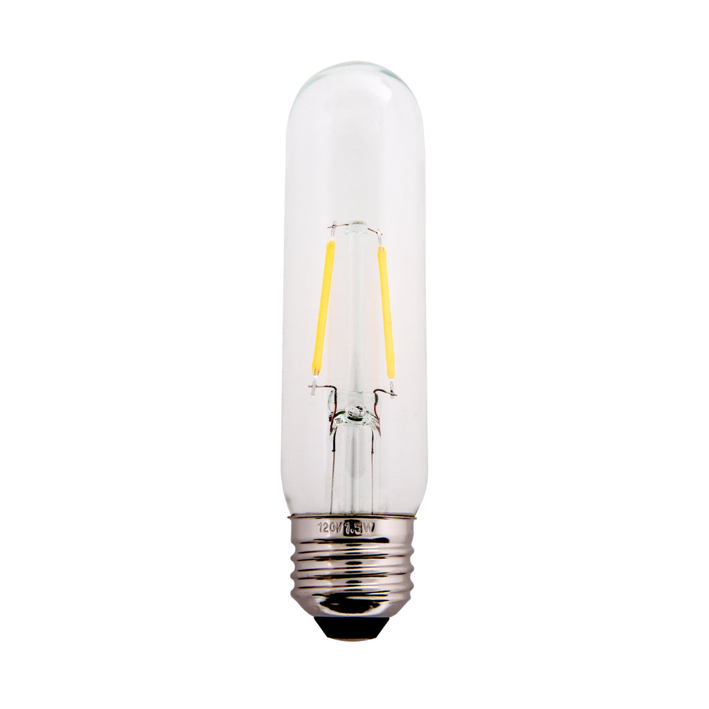 Clear 1.5W LED T10 Tubular Light Bulb - Nickel Plated E26 Medium Base (25 Watt Equivalent) | 4 Pack
