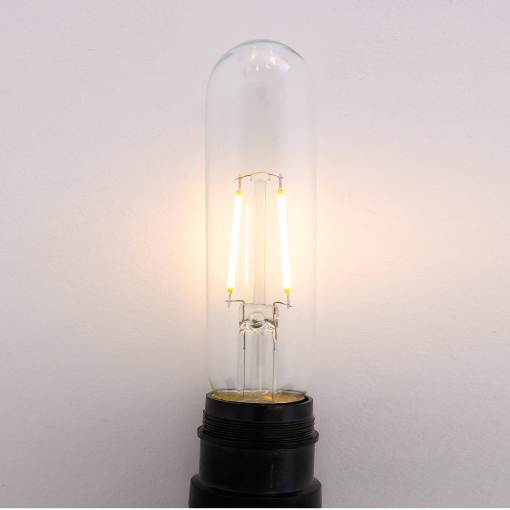 Clear 1.5W LED T10 Tubular Light Bulb - Nickel Plated E26 Medium Base (25 Watt Equivalent) | 4 Pack