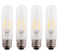 Clear 1.5W LED T10 Tubular Light Bulb - Nickel Plated E26 Medium Base (25 Watt Equivalent) | 4 Pack