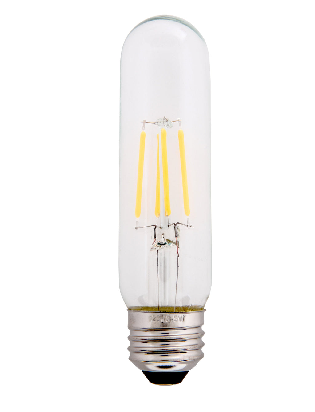 Clear 3.5W LED T10 Tubular Light Bulb - Nickel Plated E26 Medium Base (40 Watt Equivalent) | 4 Pack