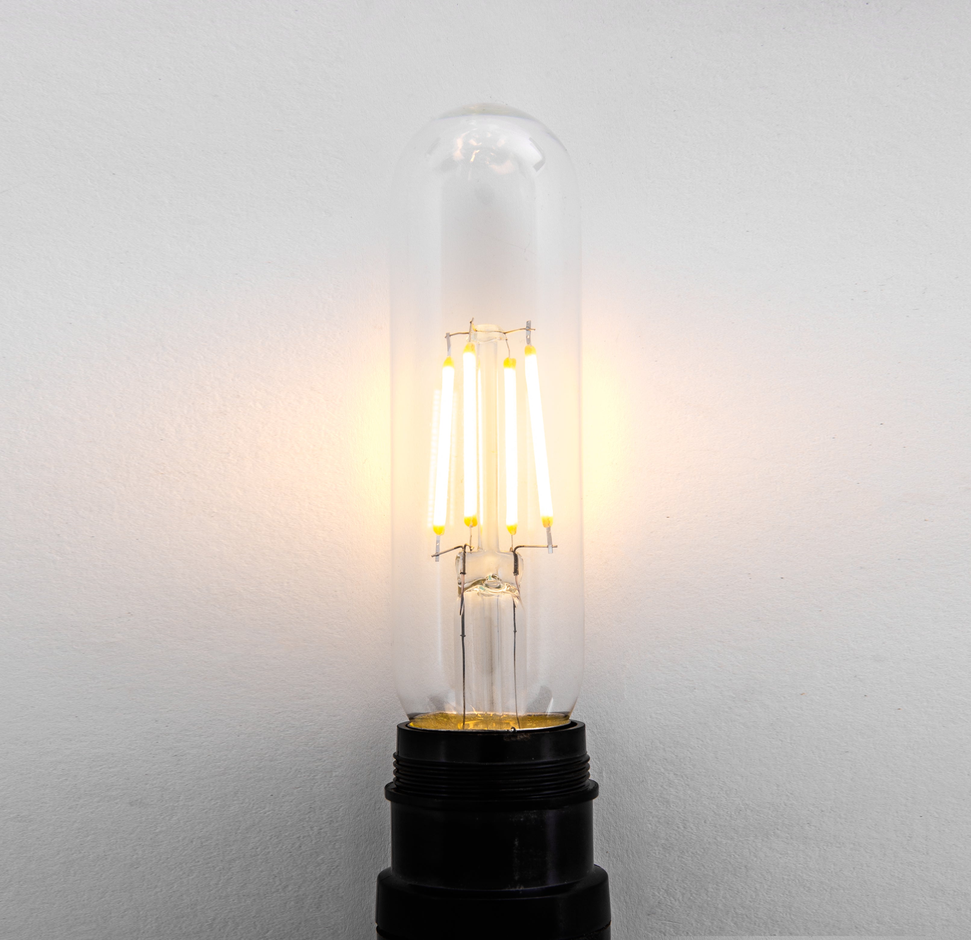Clear 3.5W LED T10 Tubular Light Bulb - Nickel Plated E26 Medium Base (40 Watt Equivalent) | 4 Pack
