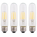 Clear 3.5W LED T10 Tubular Light Bulb - Nickel Plated E26 Medium Base (40 Watt Equivalent) | 4 Pack
