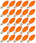 Box of 25 Light Bulbs - C7, Steady Burning - Opaque Orange- 7 Watt, Extended Life, Nickel Plated Candelabra Base - Great for Night Lights, Decorative Lights and Halloween Strings