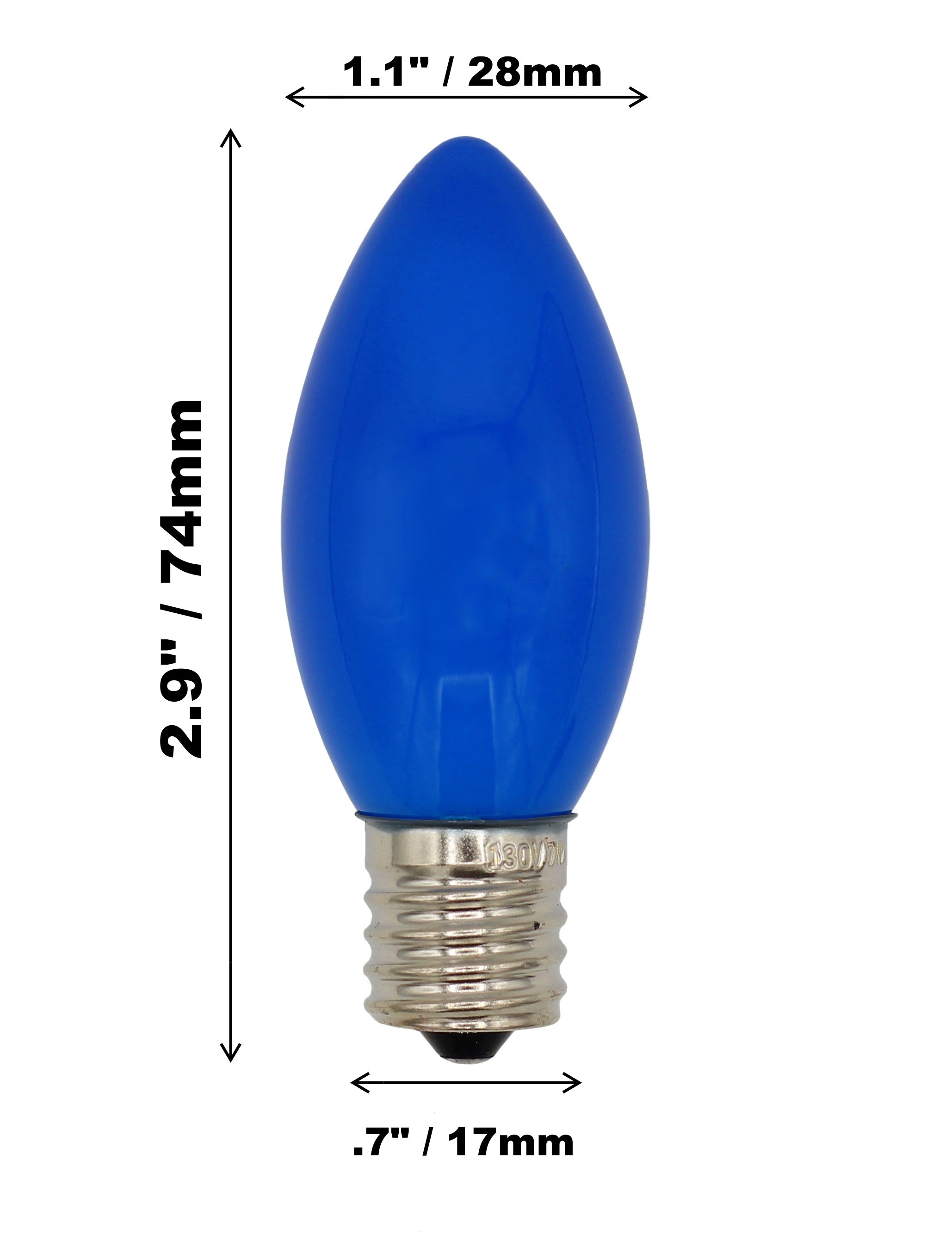 25 Pack C9 Multicolor Christmas Replacement Light Bulbs - Steady Burning - Ceramic Multicolor - 7 Watt, Extended Life, Nickel Plated E17 Base - Great for Christmas Lights, Decorative Lights
